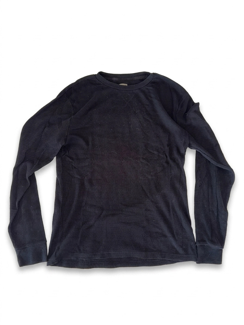 Old Navy Black Waffle-Texture Long-Sleeve Shirt | Men's L | Classic Fit
